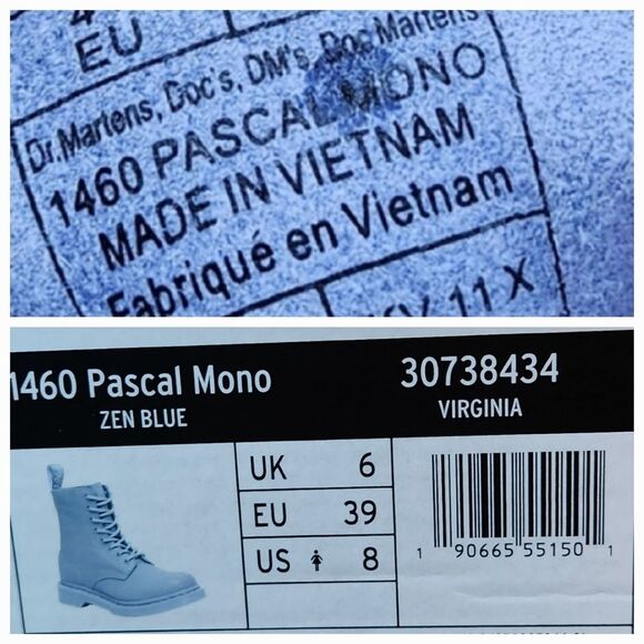 🩵NIB Dr. Martens 1460 Mono Zen Blue Pascal Virginia Leather Boots Size 8 - Picture 10 of 12